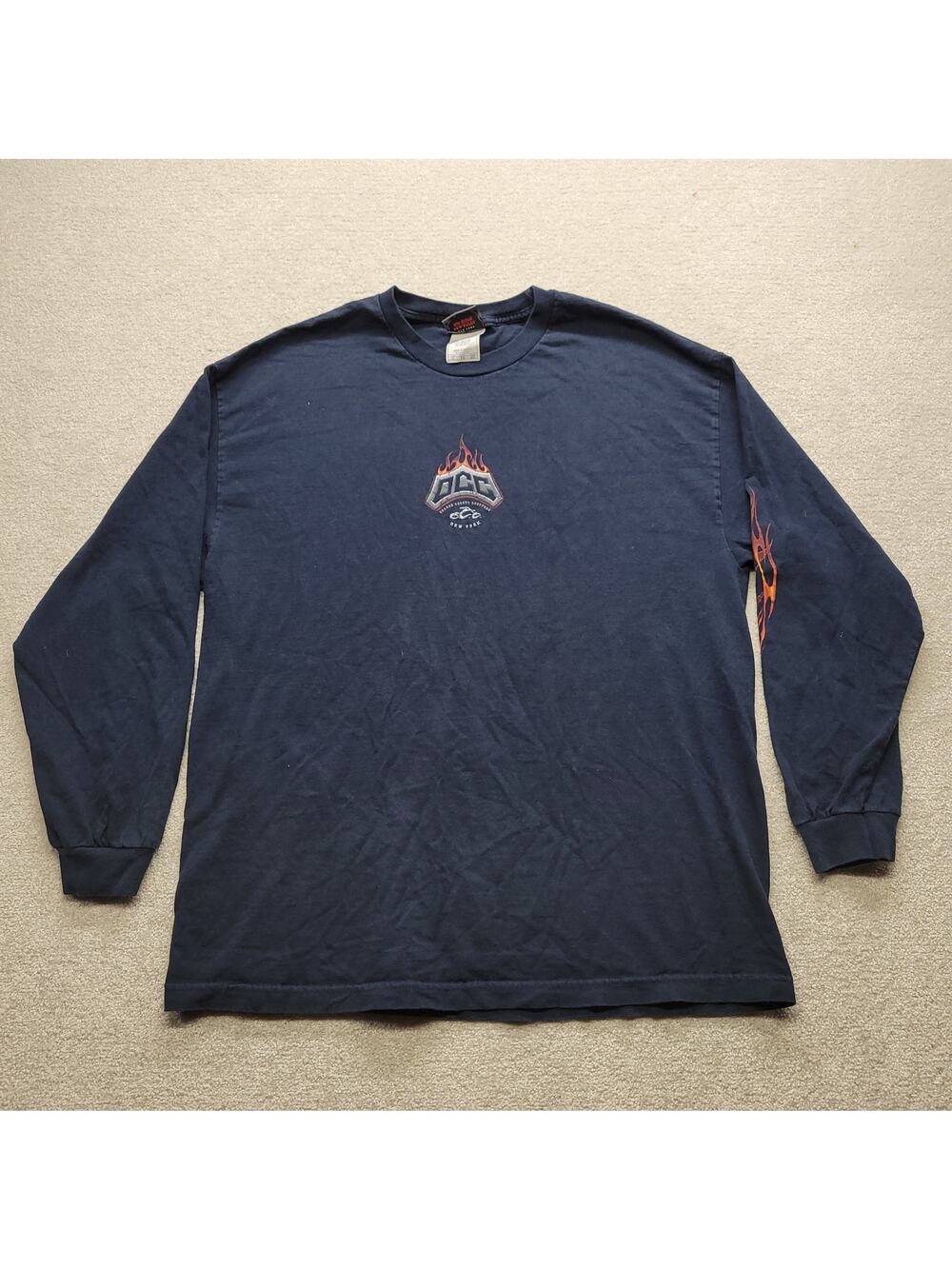Orange County Choppers Long Sleeve Size XL Navy Motorcycle Flames Biker USA Y2K